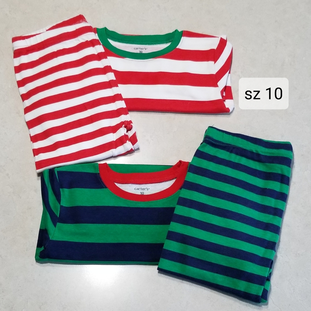 Carter's Striped Pajama Set - Red, Green, and Blue
